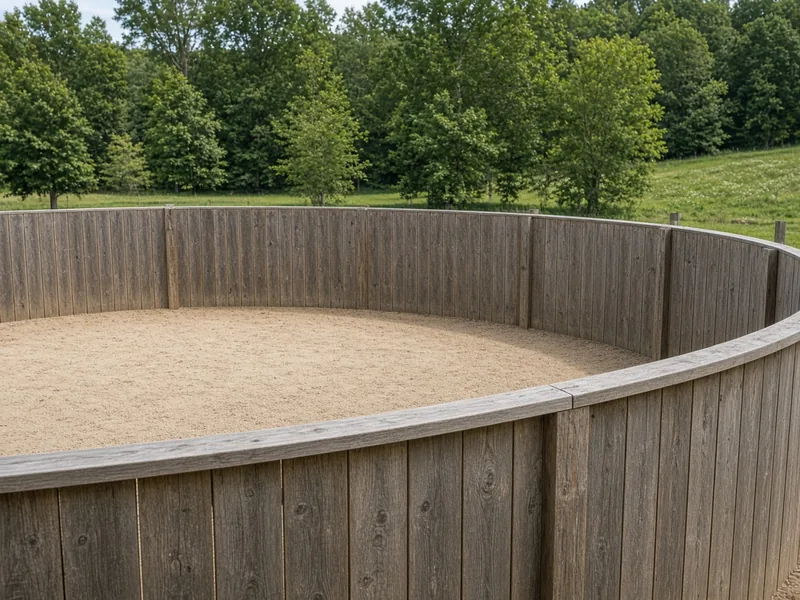 Solid-wall wood round pen with sand footing
